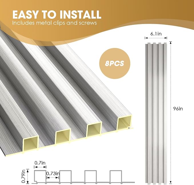 OUZUGIE WPC Acoustic Slat Wall Paneling, Living Room, TV Background, Study Room - Image 3