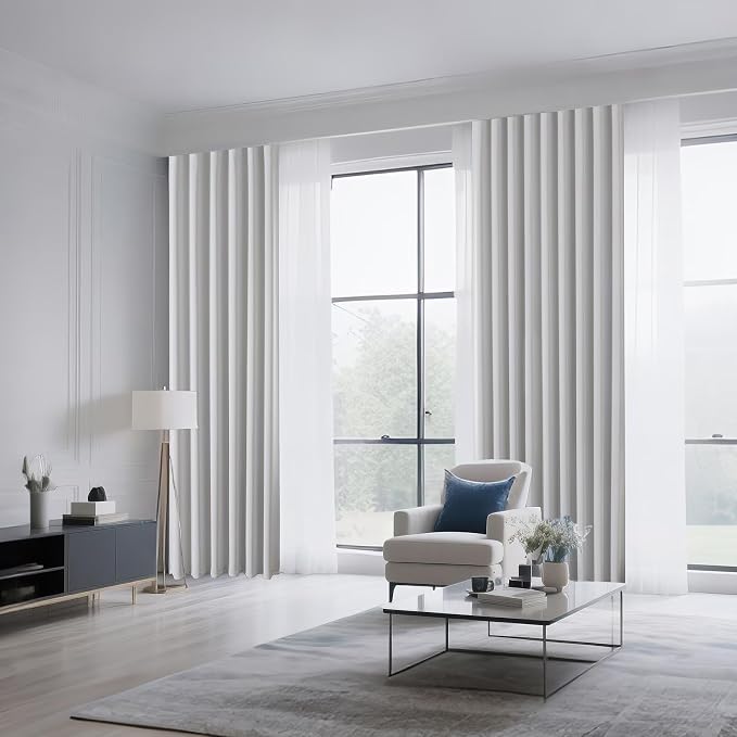 CUCRAF Grayish White Blackout Curtains 96 inch Length 2 Panels Set, Rod Pocket - Image 8