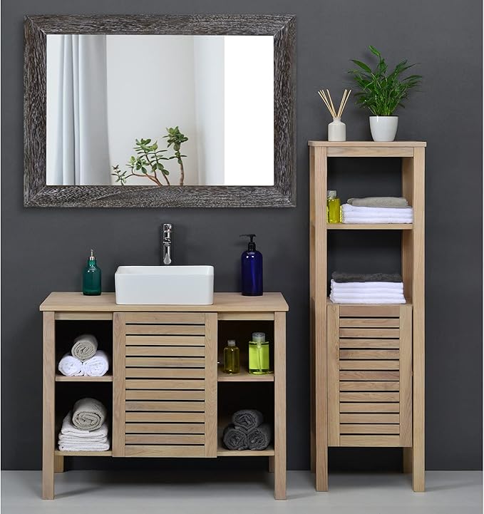 AAZZKANG Wall Mirror with Rectangle Wood Frame Large 28"x20" Rustic Decorative - Image 6