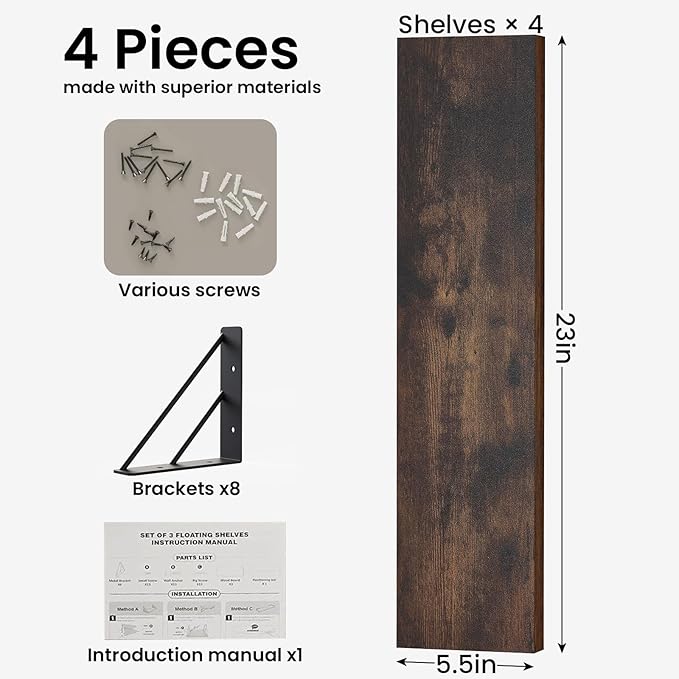 BAYKA Wall Shelves for Bedroom Decor, Floating Shelves for Wall, Display - Image 2