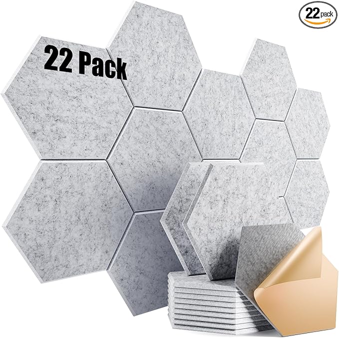22 Pack Self-Adhesive Acoustic Panels 12" X 10" X 0.4" by Dailycooper