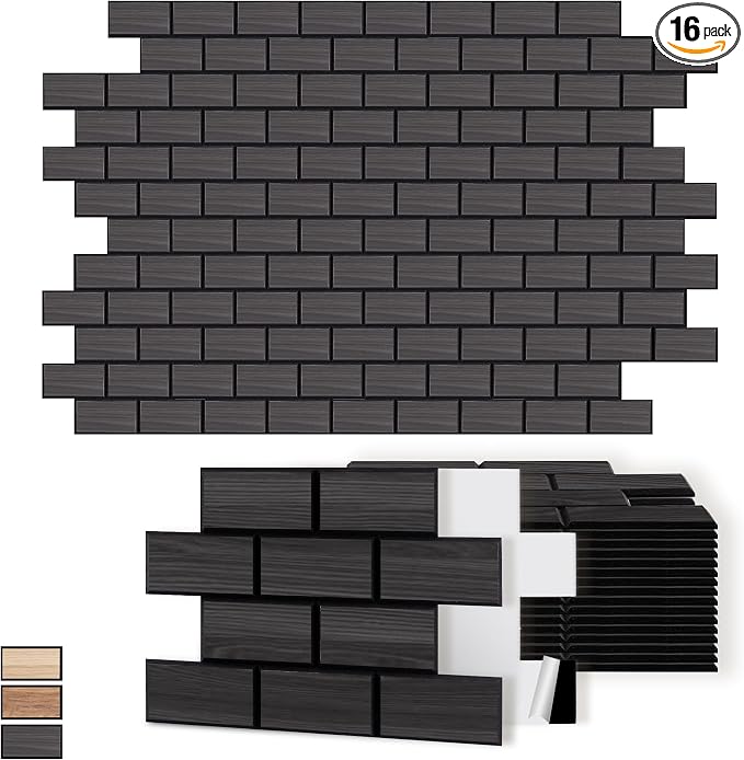 WoveN SounD Brick Acoustic Wall Panels, 16 Pack 16x12 Inch, PVC Wood Grain by WovenSound