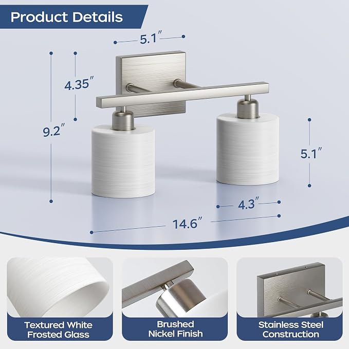PARTPHONER Bathroom Light Fixtures, Bathroom Lighting Fixtures Over Mirror - Image 3