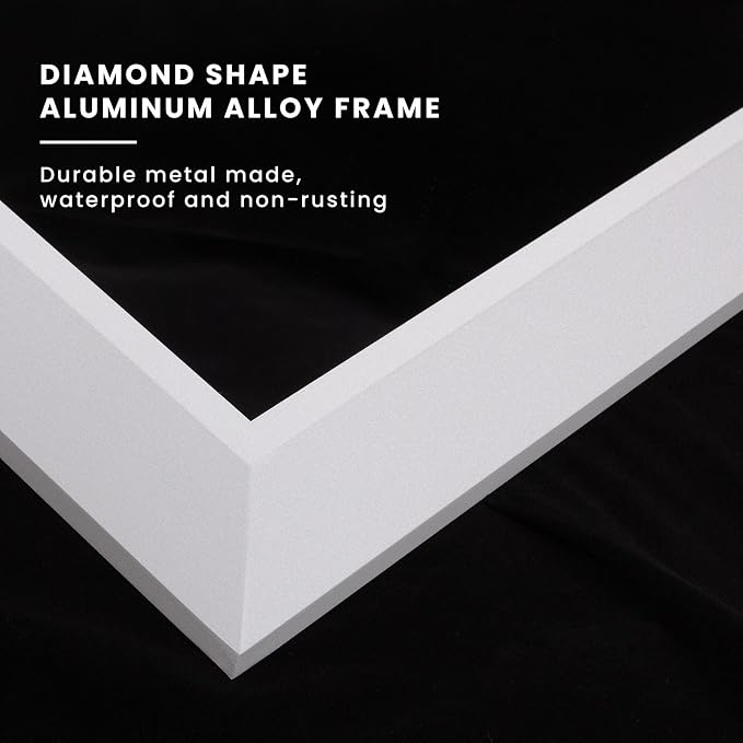 Amorho Bathroom Mirror, 40x30 Inch White Thick Metal Framed Wall Mirrors - Image 2