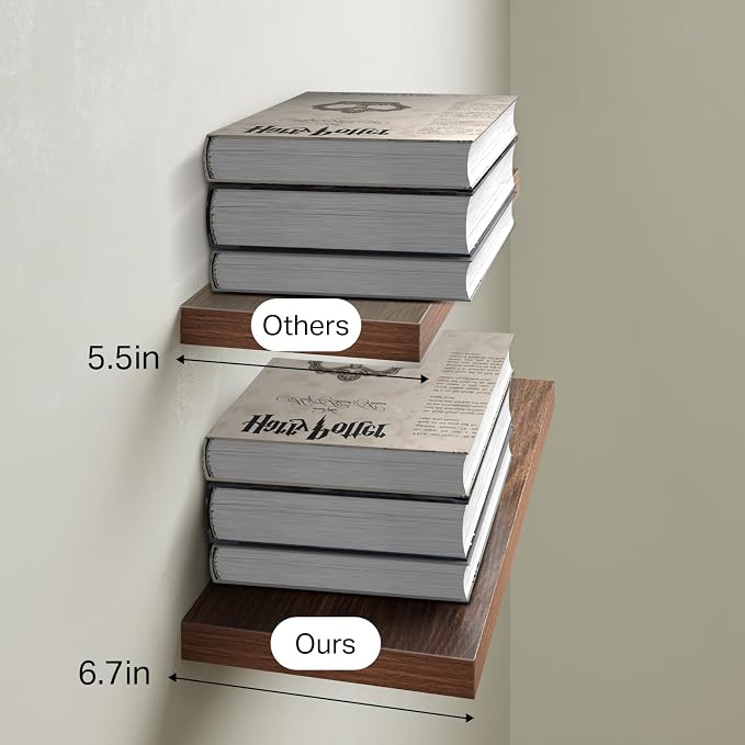 BAYKA Floating Shelves for Wall, Wall Mounted Rustic Wood Shelves for Bathroom - Image 7