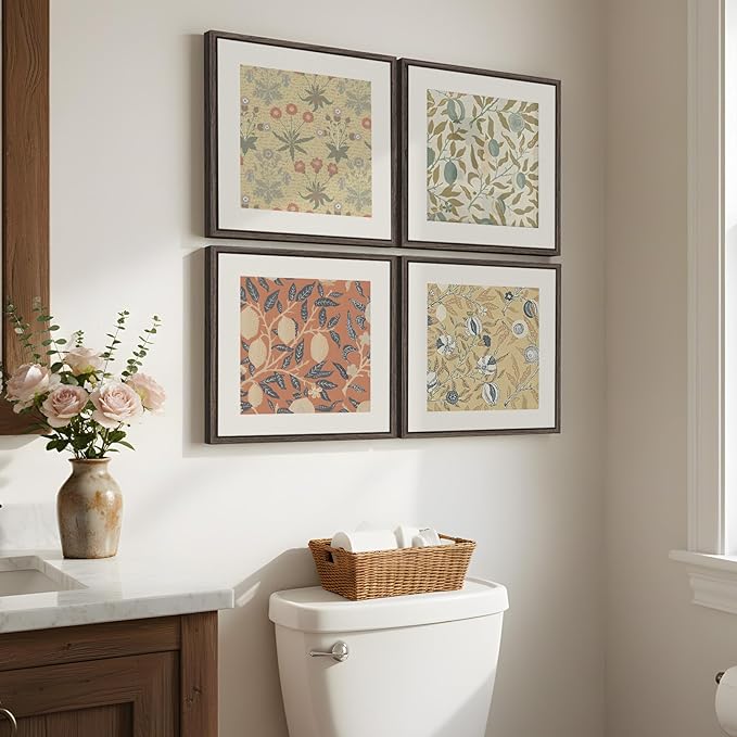Framed William Morris Wall Art Set of 4, Vintage Botanical Floral Fruit Pattern - Image 2