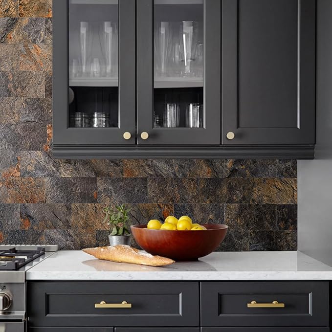 AULIGET 2-Piece Rust Slate Peel and Stick Backsplash Wall Tiles, Laundry Room - Image 6