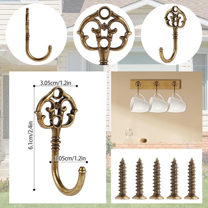10 PCS Vintage Decorative Wall Hooks, Bohemian Decorative Coat Hook - Image 2