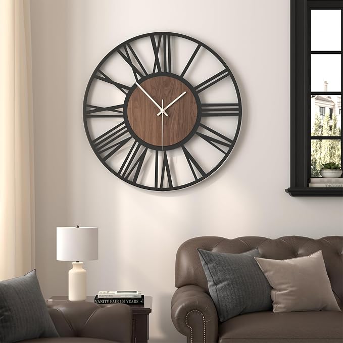 Cuspin 30 Inch Large Wall Clock, Silent Non Ticking Battery Operated Roman - Image 2