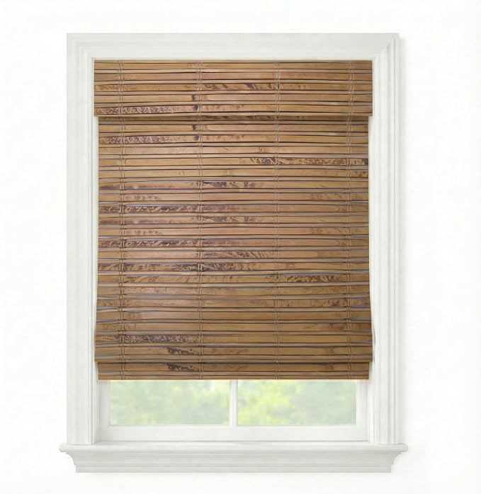 Cordless Woven Wood Roman Shades, 71W x 36H, Winthrop Camel, Sizes 20-72 Wide by FirstRateBlinds