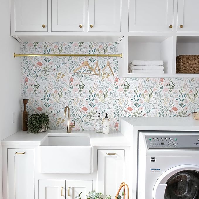 Froluya Floral Peel and Stick Wallpaper Boho Floral Contact Paper 16.9" x - Image 6