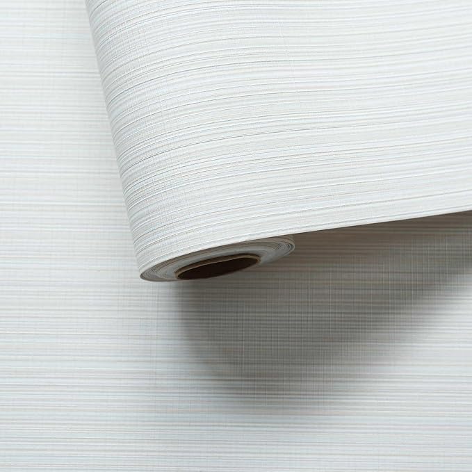 YXTII 20.8" x 393.7" Beige Grasscloth Wallpaper, Textured Peel and Stick - Image 3