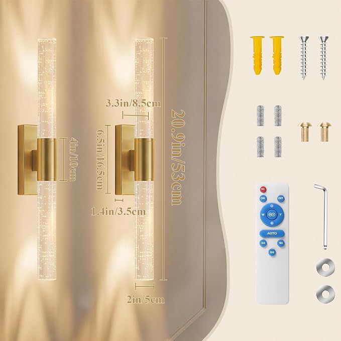camuucci Battery Operated Wall Sconces Set of 2 Rechargeable Battery Powered - Image 4