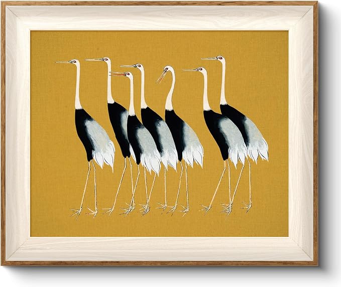 VIYYIEA Framed Wall Art for Living Room, Cranes Canvas Prints, Vintage Home by VIYYIEAART