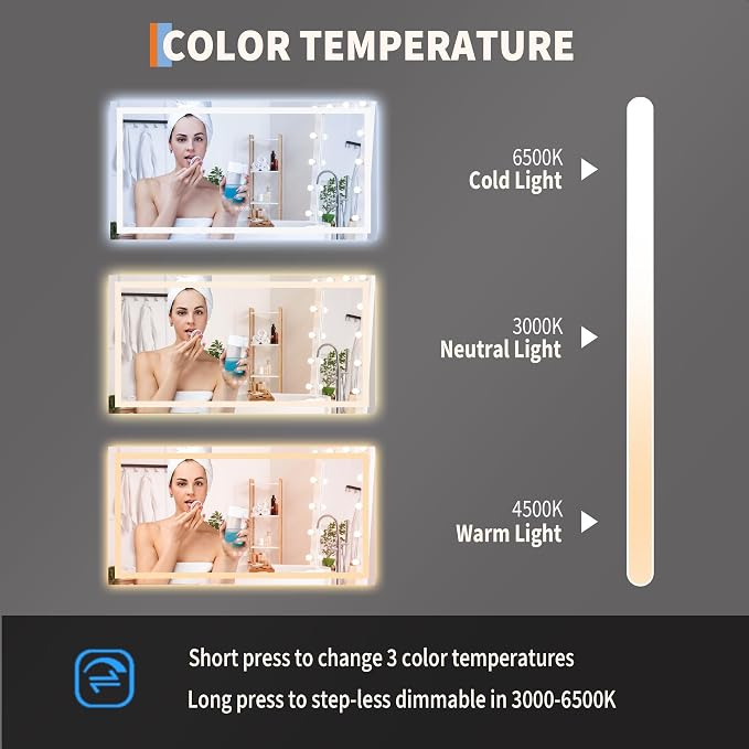 GarveeHome 50x26 LED Bathroom Mirror - Image 3