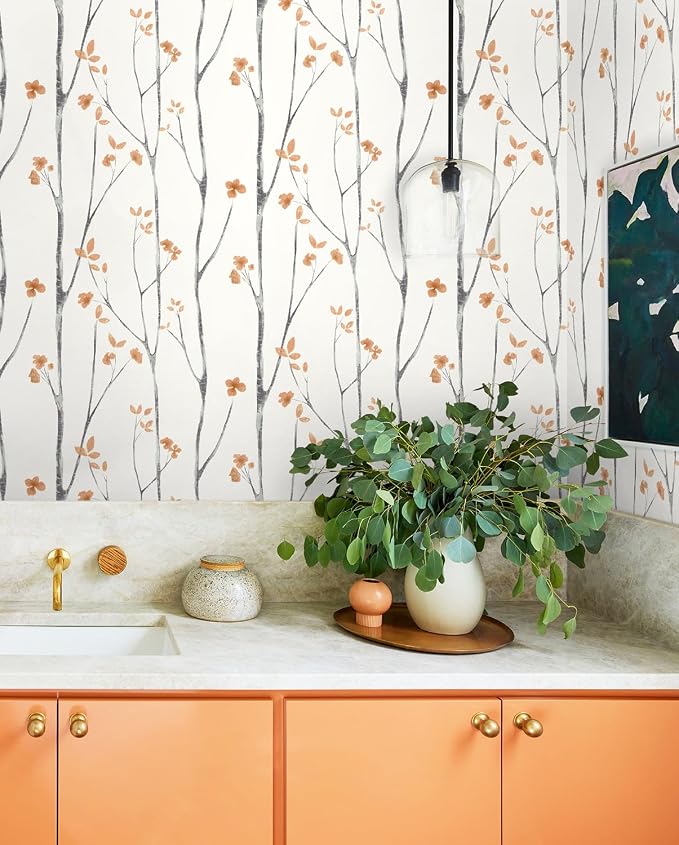Timeet Floral Wallpaper Peel and Stick Wallpaper Boho 16.14"x393.7" Flower - Image 3