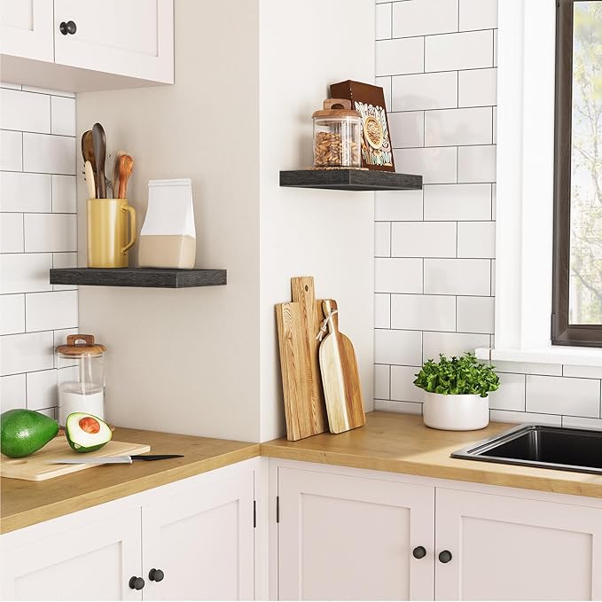 HOOBRO Floating Shelves for Wall, Wall Mounted Shelf Set of 2, 15.7" Hanging - Image 4