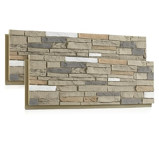 2 Pack Faux Stone Panels Interior 45.6''l x 11.8''h x 0.98''d Faux Siding by Unknown
