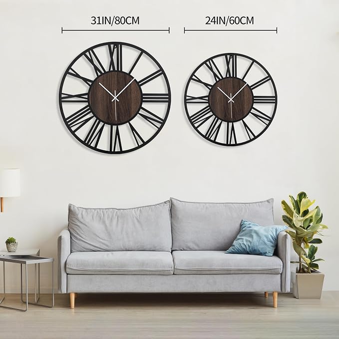 LEIKE Extra Large Wall Clocks, Silent Little Ticking, Battery Operated Vintage - Image 3