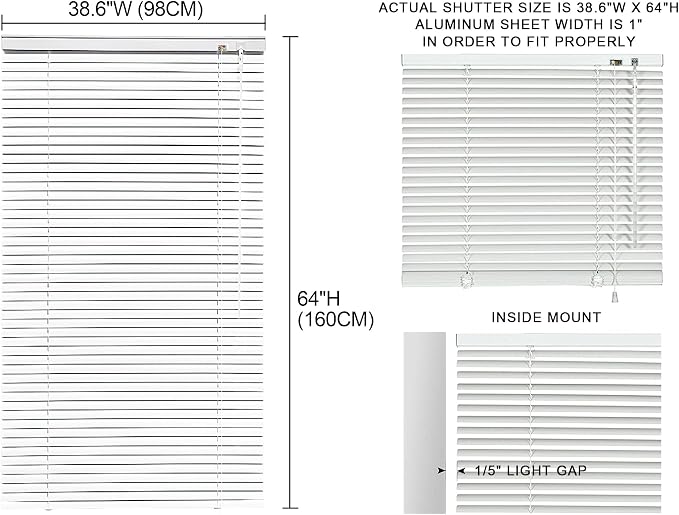 YIIBAII Mini Blinds Suitable for 39" W x 64" H Windows 1" Aluminum Horizontal - Image 6