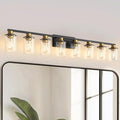 DORESshop 55 Inch Bathroom Light Fixtures, 8-Light Black and Gold Bathroom by DORESshop