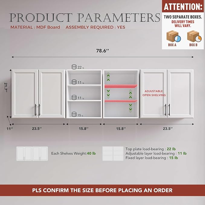 FIMELLO 78.6''W X 11''D X 21.7''H Wall Cabinets - Image 2