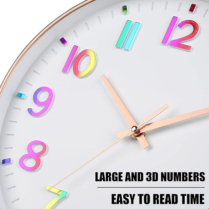 HZDHCLH Kid Wall Clocks Battery Operated, 12 inch Silent Non Ticking Modern - Image 5