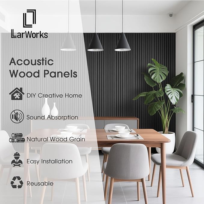 Wood Slat Wall Panels 4 Pack 94.5" x 7.9", Acoustic Wooden Panel - Image 2