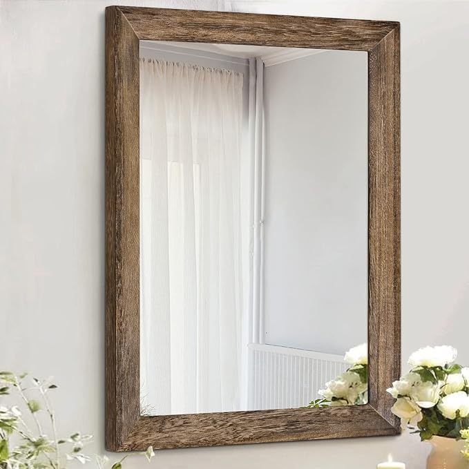 AAZZKANG Rustic Wood Mirror Rectangle Decorative Wall Mirrors by AAZZKANG
