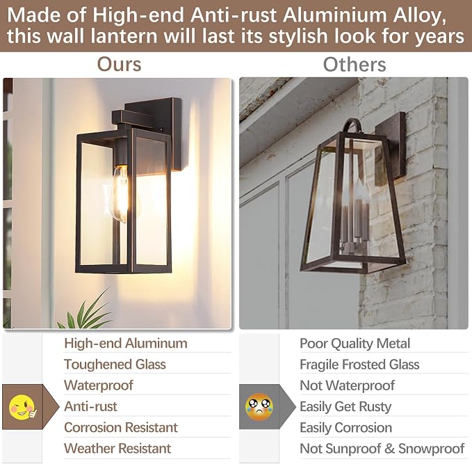 MAXvolador Outdoor Wall Sconce, Exterior Waterproof Wall Lantern Light Fixture - Image 3