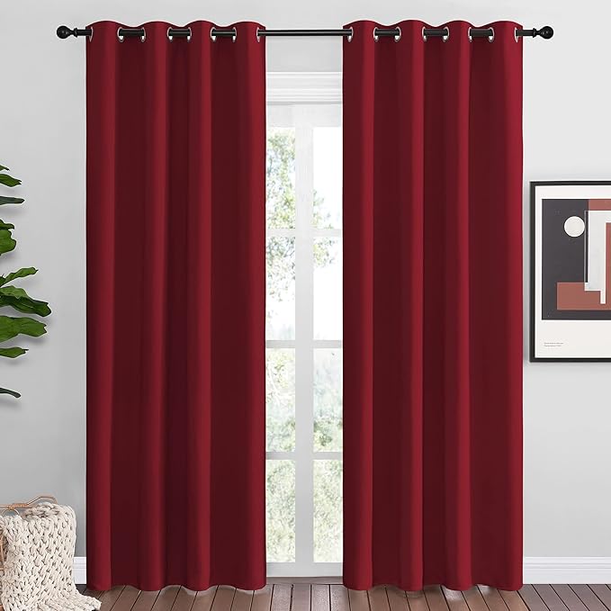 NICETOWN Christmas Burgundy Blackout Curtains Grommet by NICETOWN