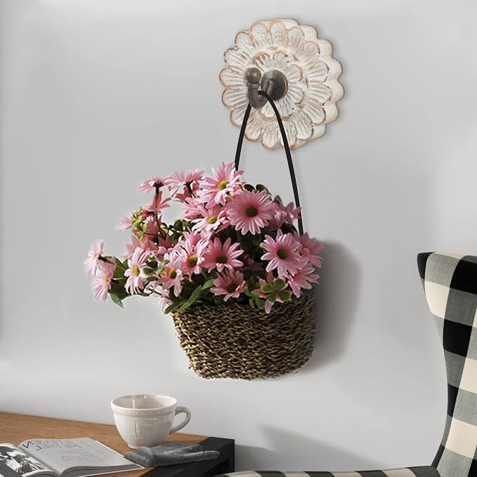 dwellington Distress Wood Flower Coat Hooks - Image 6