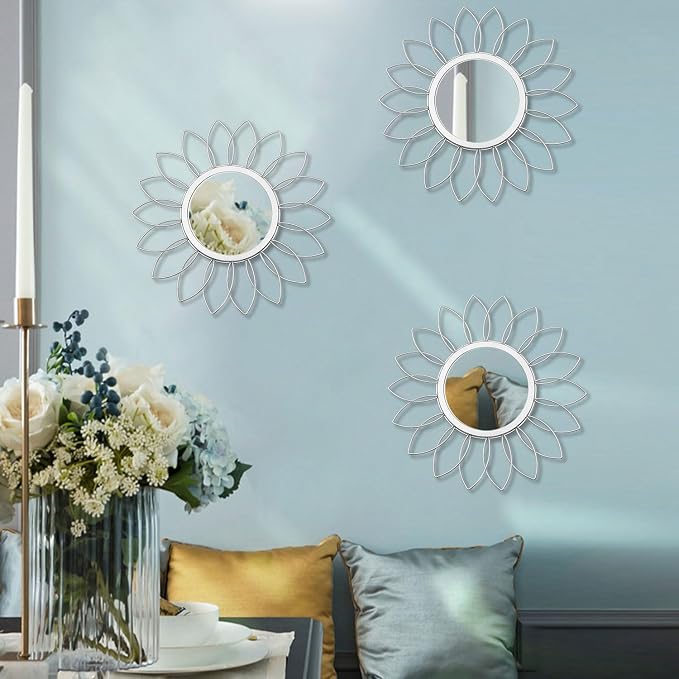 3 Pack Metal Mirrors for Wall Sunburst Wall Mirrors Home Décor Decorative - Image 6