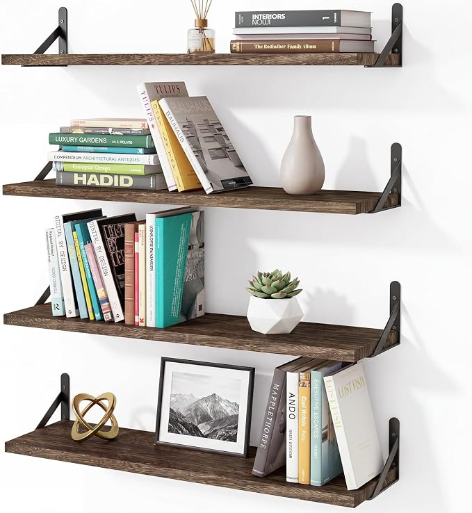 YGEOMER Floating Shelves for Wall, 23in Brown Wall Shelves for Living Room by YGEOMER