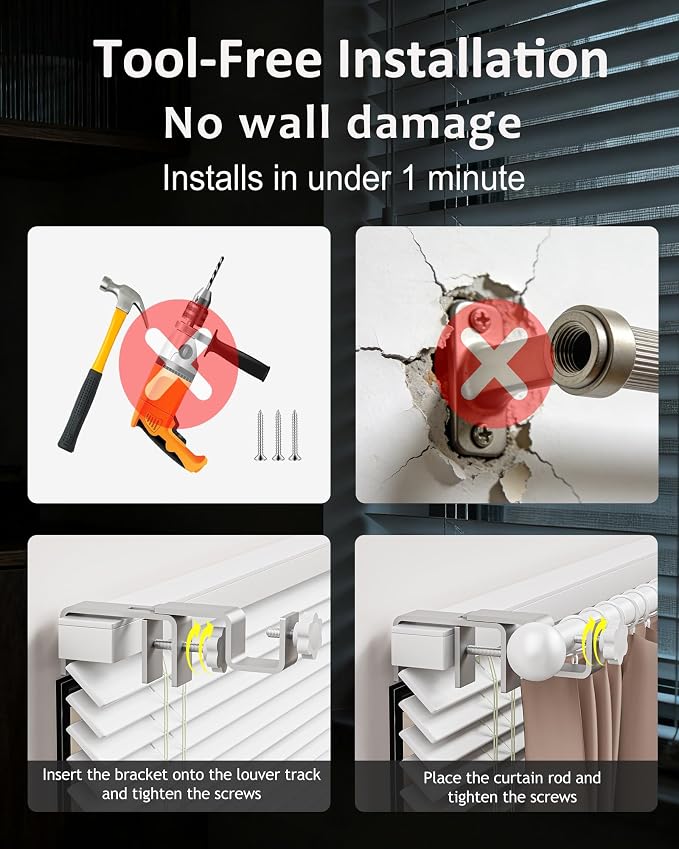 Mimiio No Drill Curtain Rod Brackets - Image 3