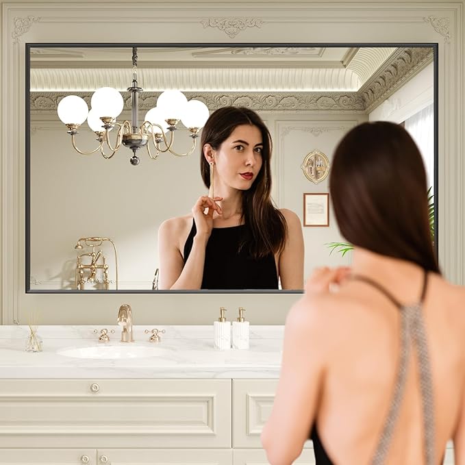 LOAAO Black Bathroom Mirror 72"X36" - Image 2