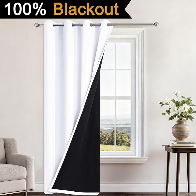 Yakamok 100% Blackout Curtains 84 Inches Long, 2 Thick Layers Heat and Full - Image 2