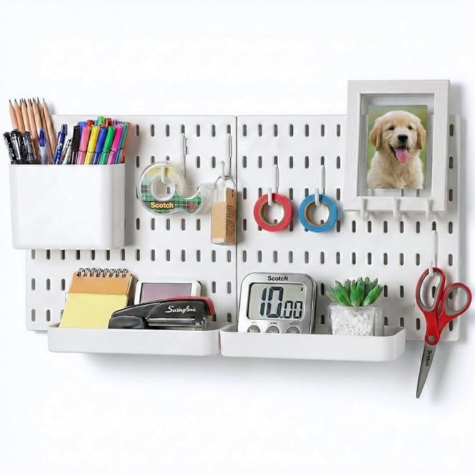 Keepo Peg Board Wall Organizer – Plastic Pegboard Panels, Modular Peg Board by Keepo