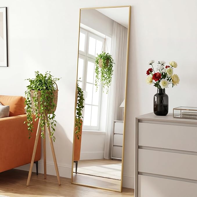 DUMOS Full Length Mirror for Bedroom, Hanging or Leaning for Wall, Aluminum by DumosLifestyle