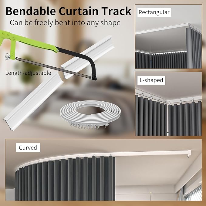 Room Divider Blackout Curtains Extra Wide Ceiling Mounted Curtains Track Sets - Image 2