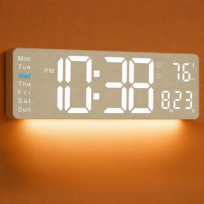 MASHI 2026 Upgrade Digital Wall Clock, Auto-Dimming Wall Clock by MASHI