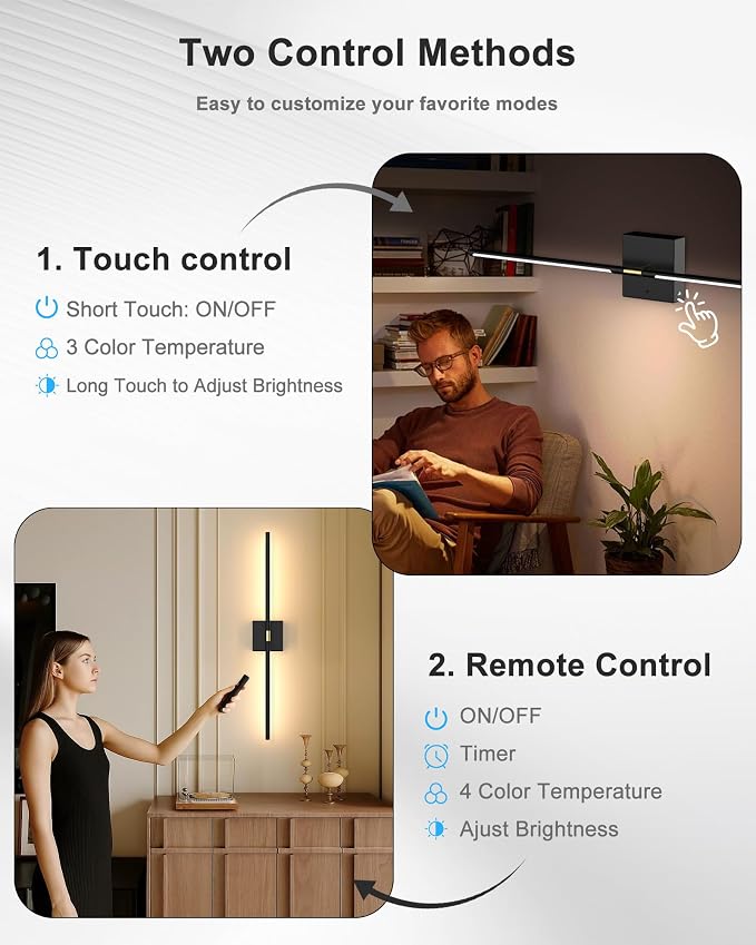 iThird Battery Operated Wall Sconce Set of 2: Rechargeable Wall Lights Wireless - Image 7