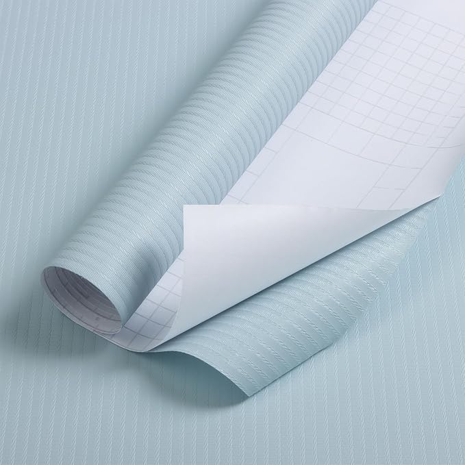 Orainege Peel and Stick Wallpaper Light Blue Wallpaper 15.7"x196.8" Textured - Image 2