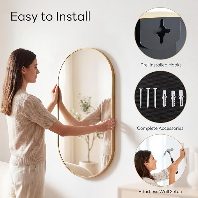 Sweetcrispy 24" x 36" Gold Bathroom Mirror - Image 5