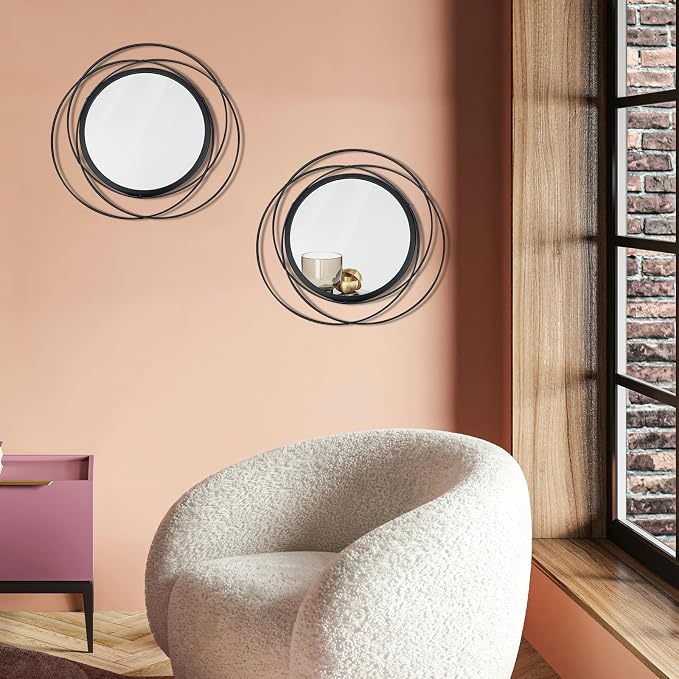 2 Set. Circle Mirrors for Wall Decor for Living Room Bedroom Bathroom Entryway - Image 4