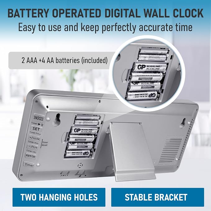 TXL Silver Large Digital Wall Clock - Image 6