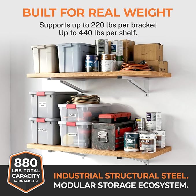 Heavy Duty Metal Brackets for Garage Wall Shelving, Modular Wall Mounted - Image 2