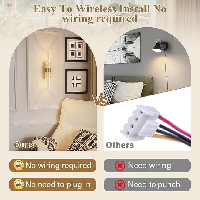 camuucci Battery Operated Wall Sconces Set of 2 Rechargeable Battery Powered - Image 3