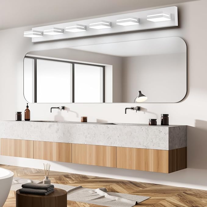 SineRise LED Modern Bathroom Vanity Light Fixtures, Matte White Modern Acrylic - Image 7