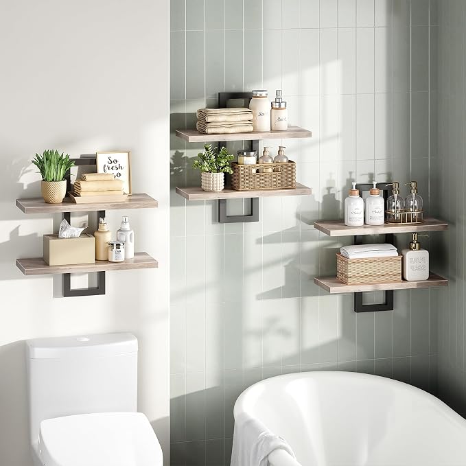 HOOBRO Floating Shelves, 15 Inch Wall Shelf Set of 3, Wall Mounted Storage - Image 6